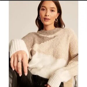 Abercrombie&Fitch Crewneck Sweater Extra Large Neutral Colors Soft Relaxed Fit